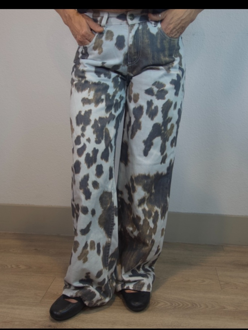 The Ragged Priest Brown & White Cow Pattern Trousers
